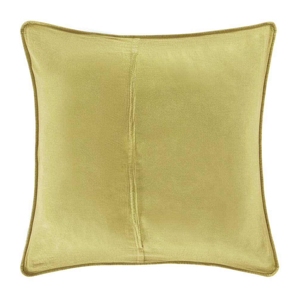 Chartreuse Quilted Euro Sham with Herringbone Pattern