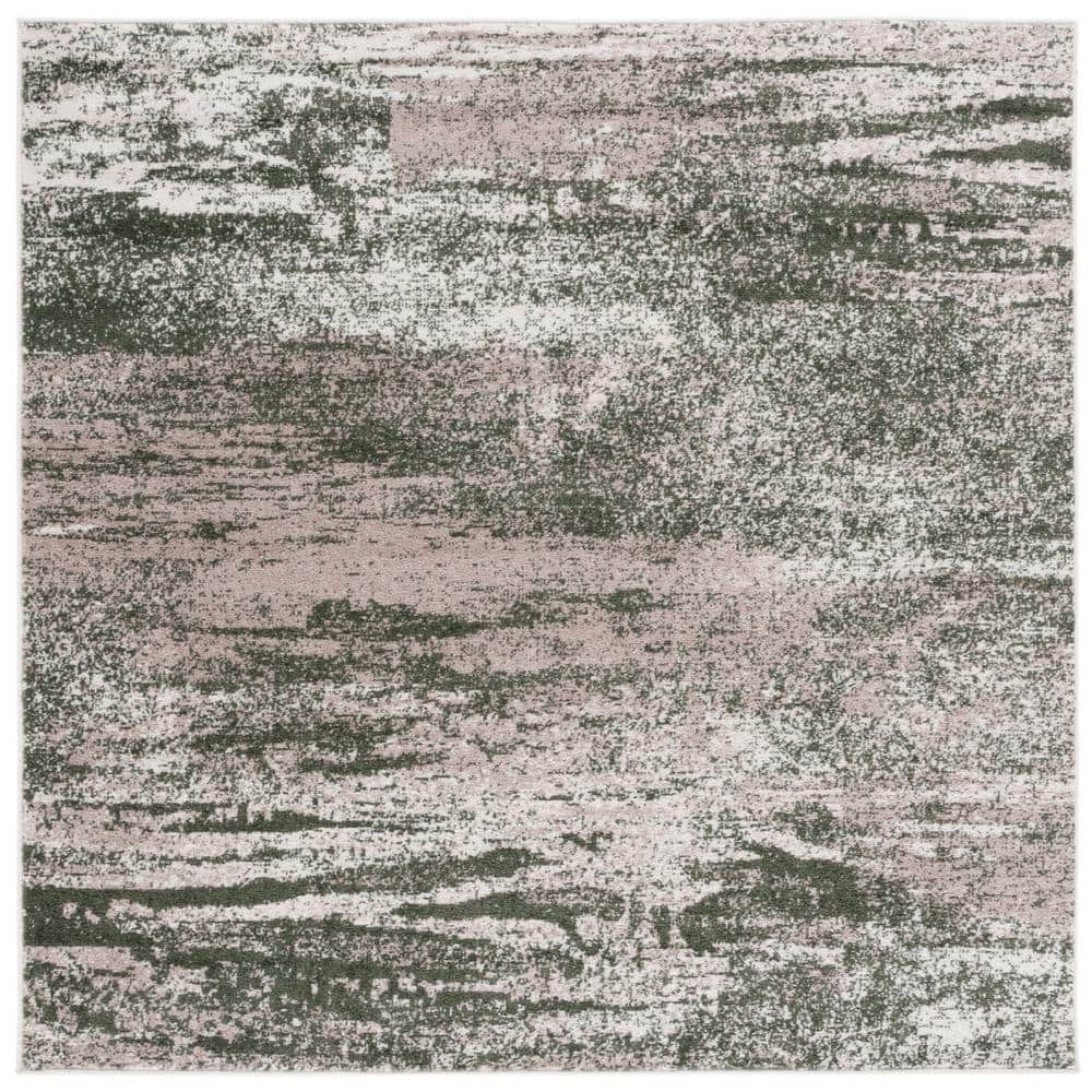 Adirondack Ivory/Dark Green 6 ft. x 6 ft. Abstract Marle Square Area Rug price history on PriceWatchPro