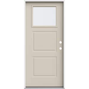 36 in. x 80 in. Left-Hand/Inswing 2 Panel 1/4 Lite Clear Glass Primed Steel Prehung Front Door