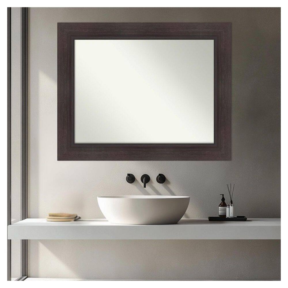 Sloped Espresso 23.5 in. x 29.5 in. Non-Beveled Modern Rectangle Framed Bathroom Wall Mirror price history on PriceWatchPro