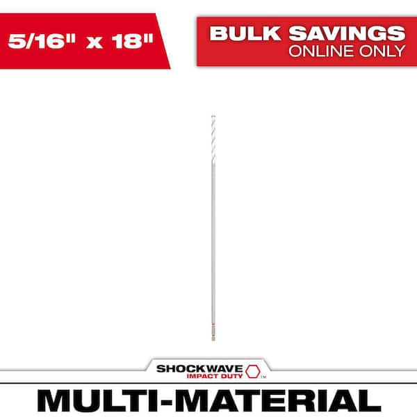 Milwaukee 5/16 in. x 18 in. SHOCKWAVE Impact Duty Carbide Bellhanger Multi-Material Bit