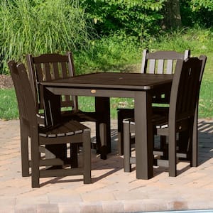 Lehigh Weathered Acorn 5-Piece Recycled Plastic Square Outdoor Dining Set