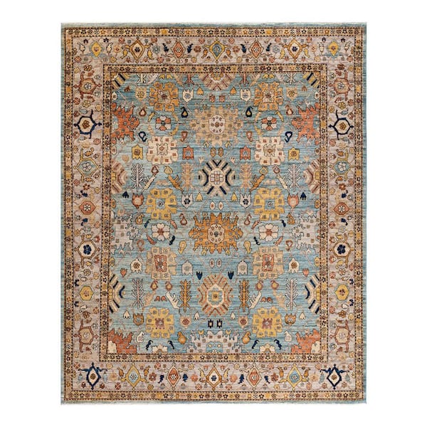 Solo Rugs Light Blue 8 ft. 1 in. x 10 ft. 0 in. Serapi One-of-a-Kind Hand-Knotted Area Rug