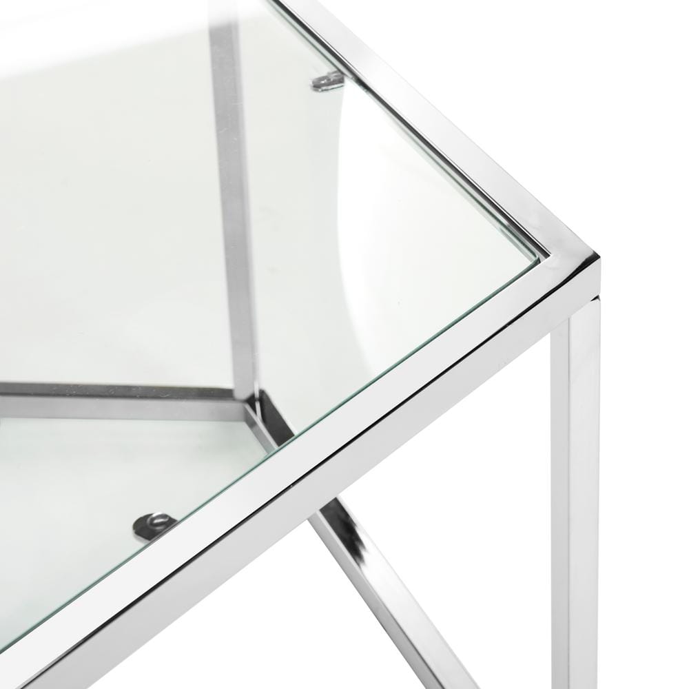 Eliana 36" Chrome and Glass Hexagonal Coffee Table