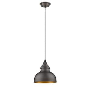 1-Light Brown Round Iron Ceiling Lamp Chandelier