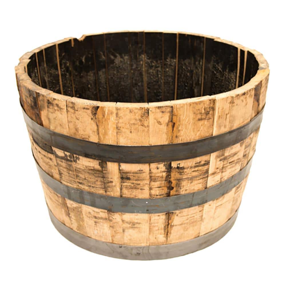 NEW Whiskey Barrel Planter Distressed Oak 15" FREE SHIPPING 