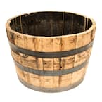 26 in. Dia x 17.5 in. H White Oak Wood Whiskey Barrel