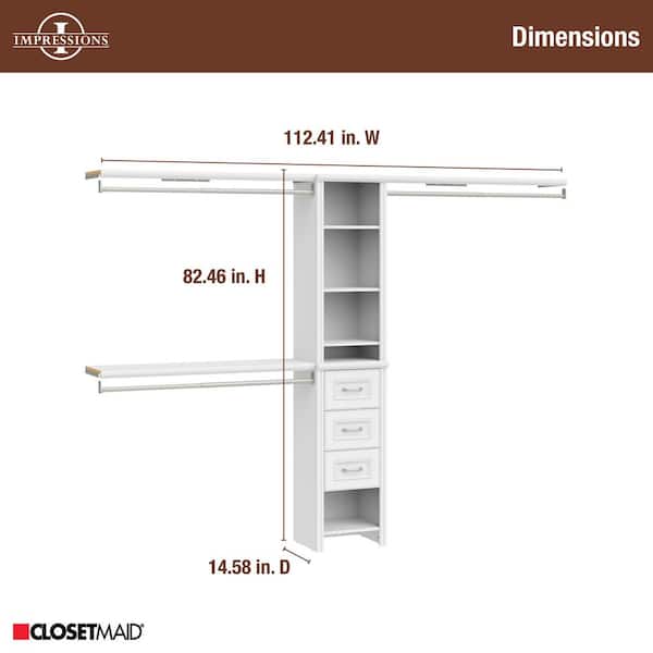 ClosetMaid Impressions 48.97-112.97 in. W White Adjustable 8-Shelf