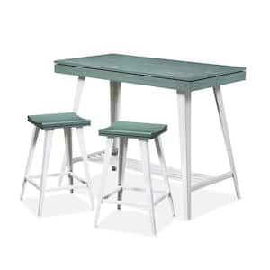 Kamili 3-Piece Antique Green and White Counter Height Table Set
