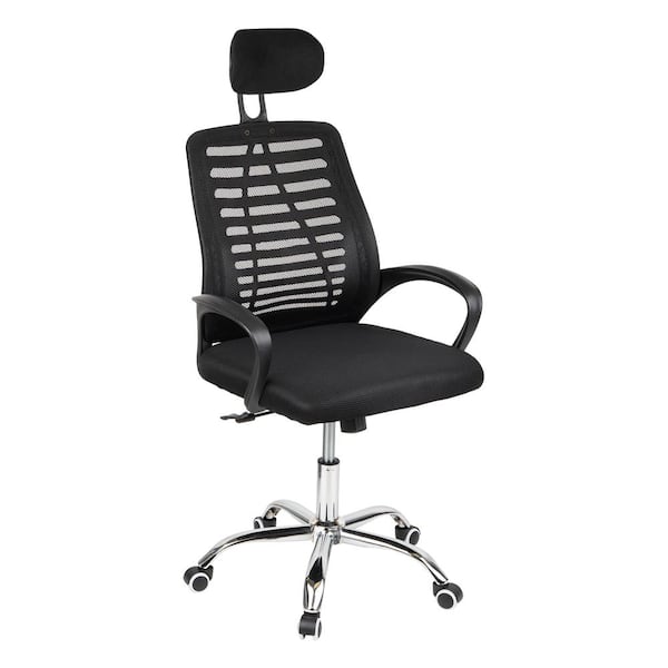24 in. L x 20 in. W x 44-50 in. Swivel Mesh Ergonomic Office Chair, Height Adjustable, Desk Chair in Black Headrest