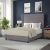 Styled bedroom with the gray platform bed.