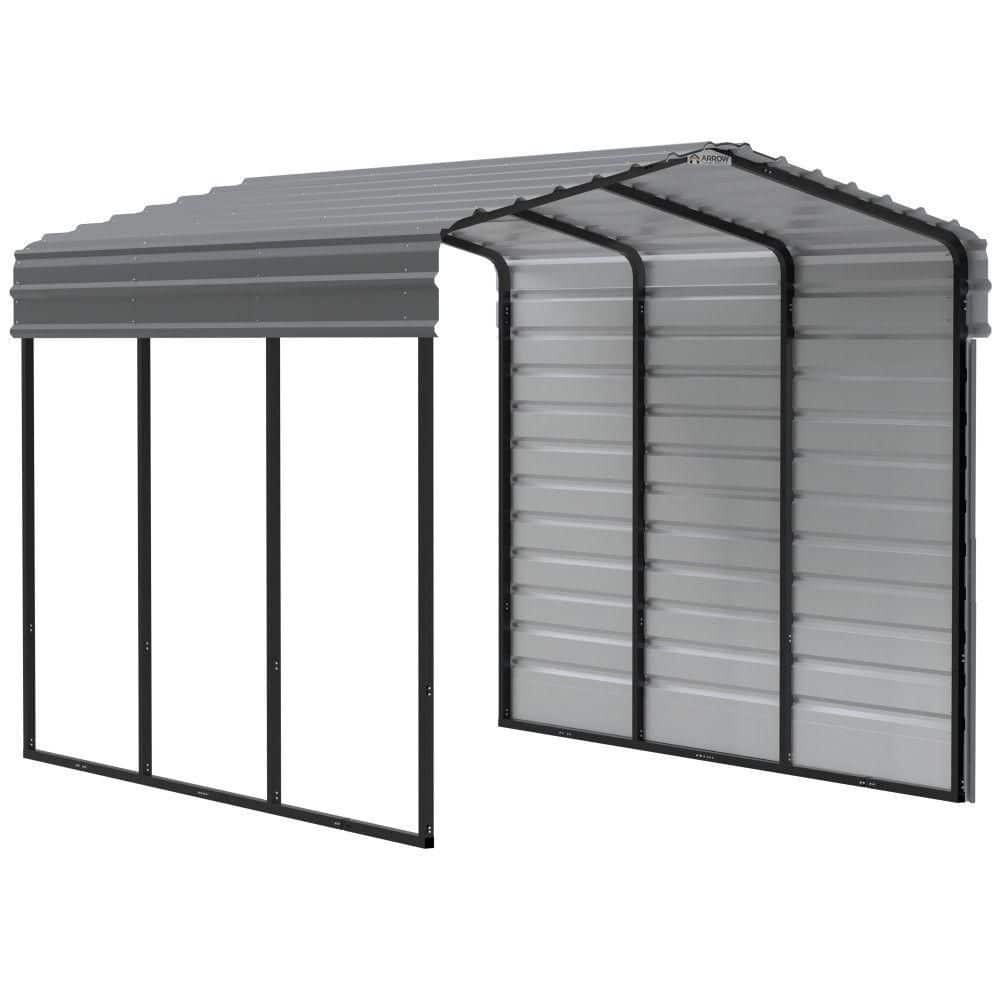ARROW 10 ft. W x 15 ft. D x 9 ft. H Charcoal Galvanized Steel Carport with 1-Side Wall Kit (CPHC101509ECL1)