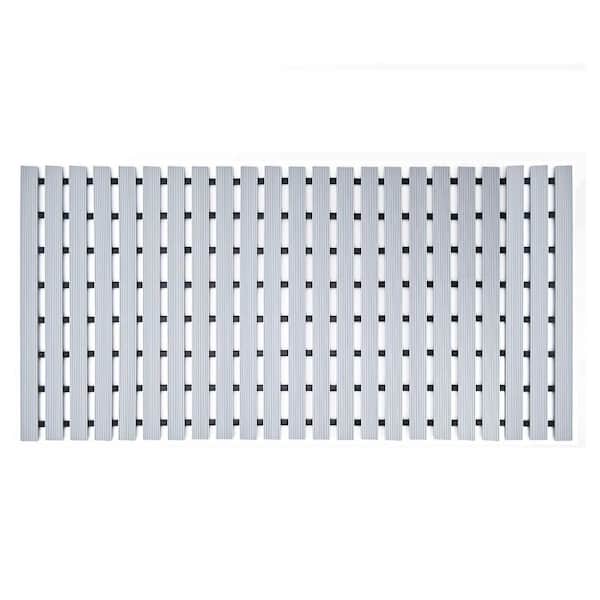33.5 in. x 17 in. Weighted Non Slip Bath Mat in Gray, Without Suction Cups, Doesn't Float, Works on Tile and Stone