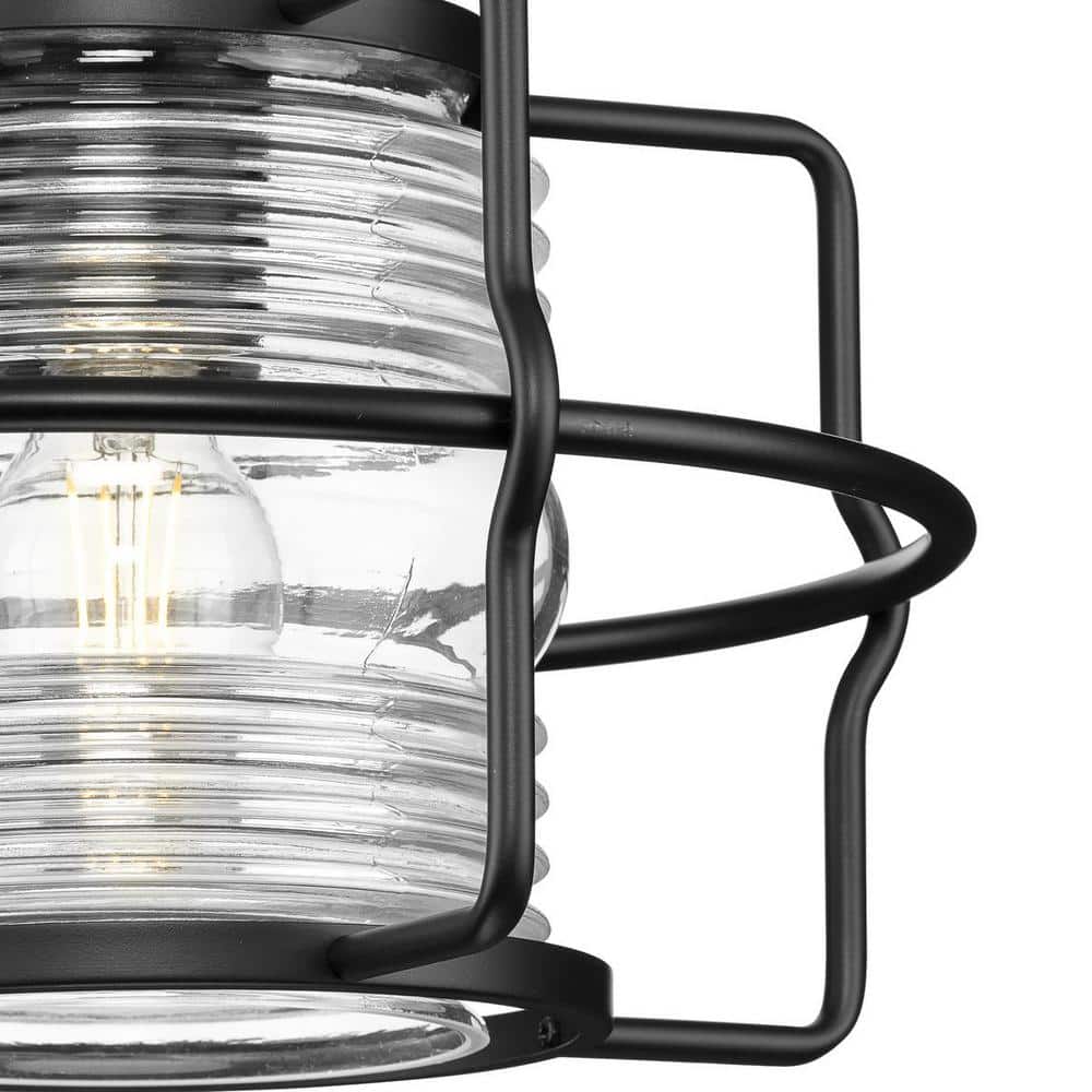 Keegan 13" Matte Black Glass Outdoor Hanging Lantern