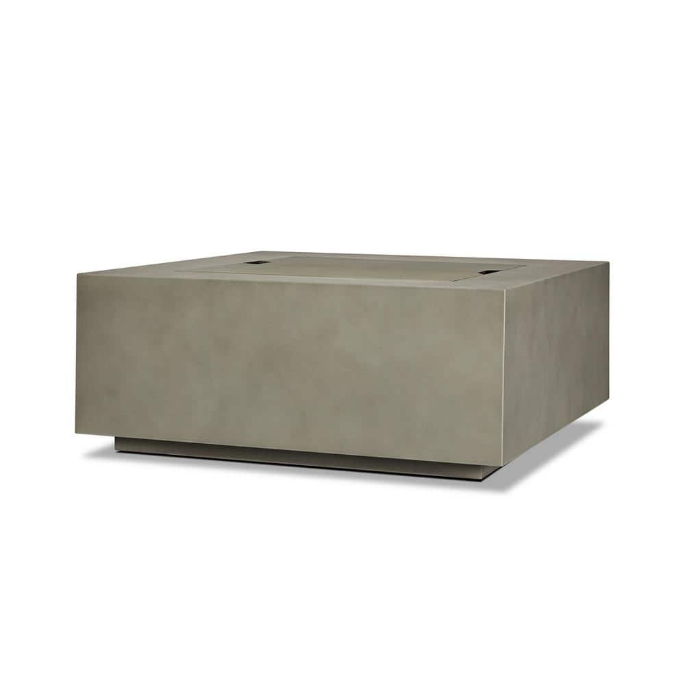 Mist Gray 40" Square Gas Fire Pit Table with Steel Lid
