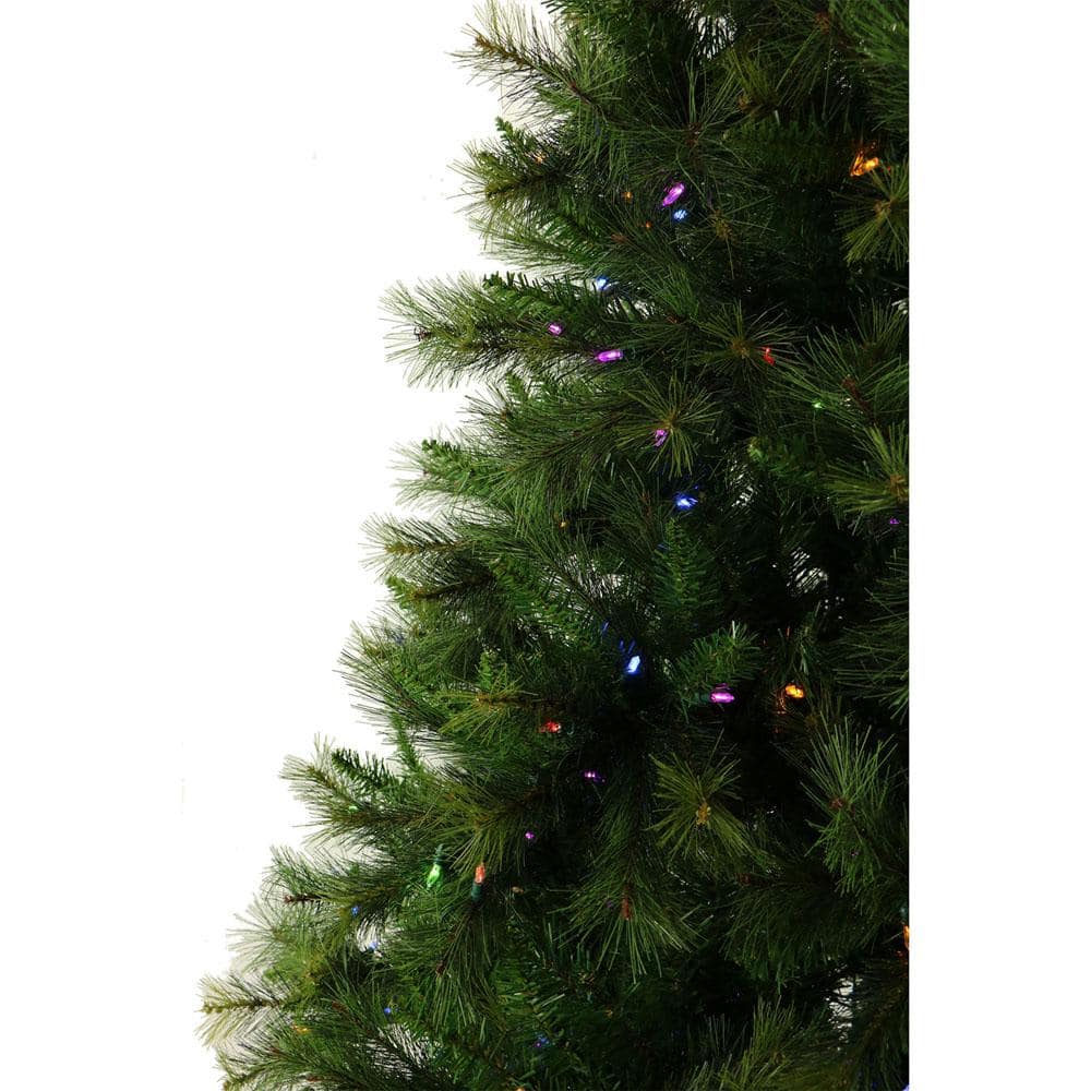 6.5' Green Pine Artificial Christmas Tree with Multi-Color LED Lights