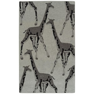 Forever Fauna Grey 5 ft. x 8 ft. Animal Print Area Rug