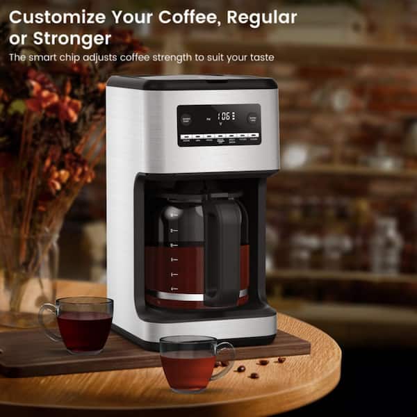 COWSAR 14-Cup Coffee Maker with Carafe Brewer & Timing Function in Silver  CSCM3751S - The Home Depot