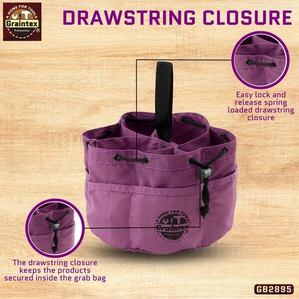 Graintex 10 in. 6-Pocket Purple Canvas Grab Tool Bag with