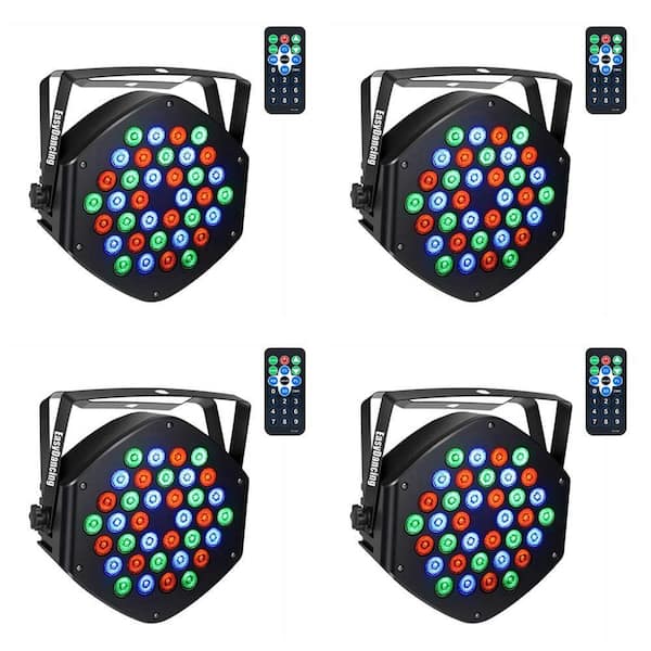 Lukyamzn RGB 7 Channel Stage Lighting, LED Par Light with Remote for DJ KTV Disco Party - 4 Pack