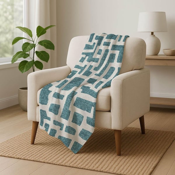 Premium Machine Washable ASB903 Teal 50 in. x 70 in. Sherpa Throw Blanket