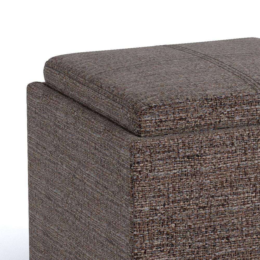 Mink Brown Square Faux Leather Storage Ottoman