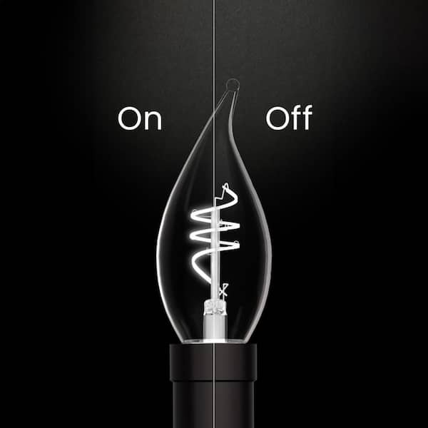 60W Equivalent BA11 E12 Candelabra Switch to Dim White Filament Clear Chandelier LED Light Bulb True White 3500K(3-Pack)