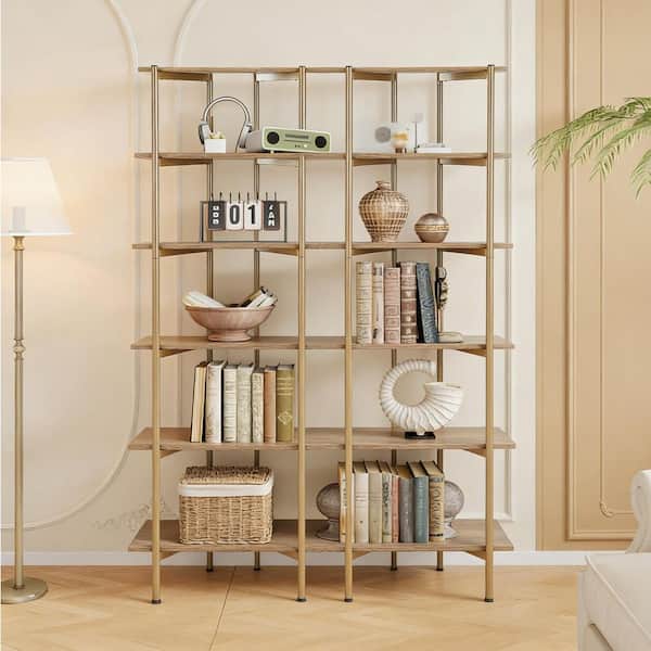 Nathan James 30 in. Wide Rustic Oak/White 6-Shelf Tall Ladder