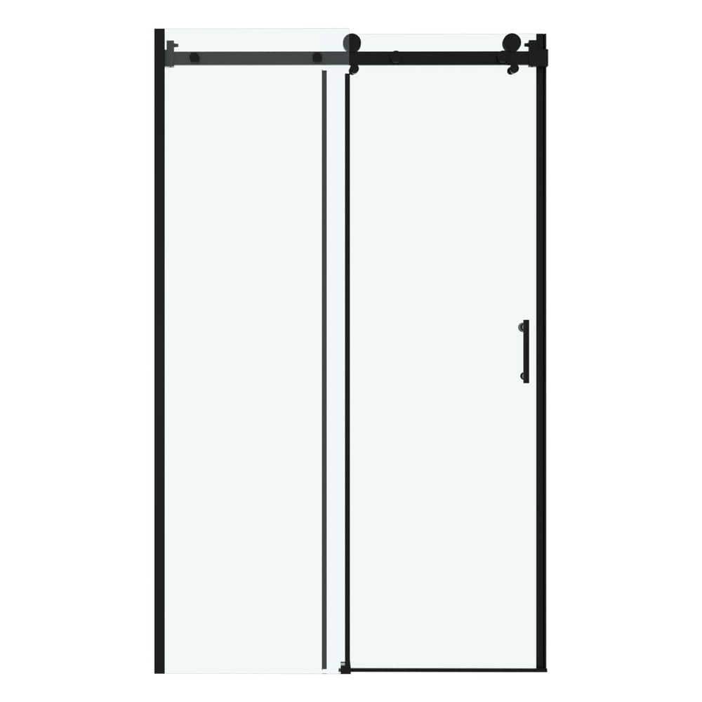48.8 in. W x 76 in. H Frameless Single Sliding Shower Door in Matte Black w/ 5/16 in. Clear Tempered Glass and Handle price history on PriceWatchPro