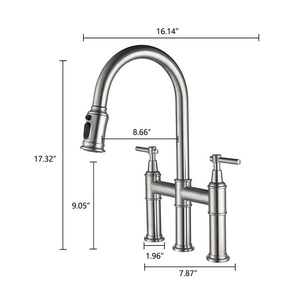 9.05 in. Single-Handle Pull-Down Sprayer Kitchen Faucet in Brushed Nickel 9.05 in. Single-Handle Pull-Down Sprayer Kitchen Faucet in Brushed Nickel