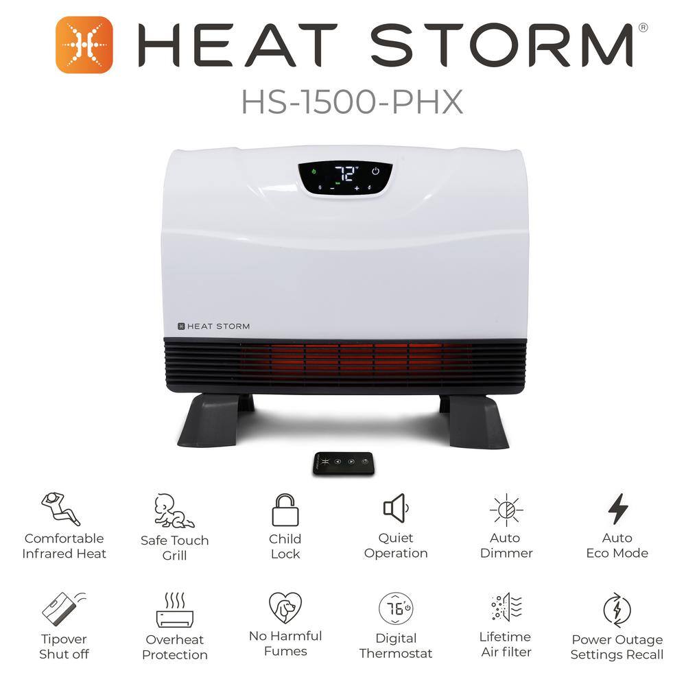 White 1500W Electric Infrared Wall-Mounted Heater with Thermostat