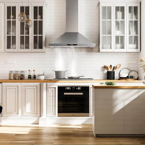 30 in. 500 CFM Ductless Convertible Wall Mount Range Hood in Stainless Steel with LED Lights, Filter and Touch Control