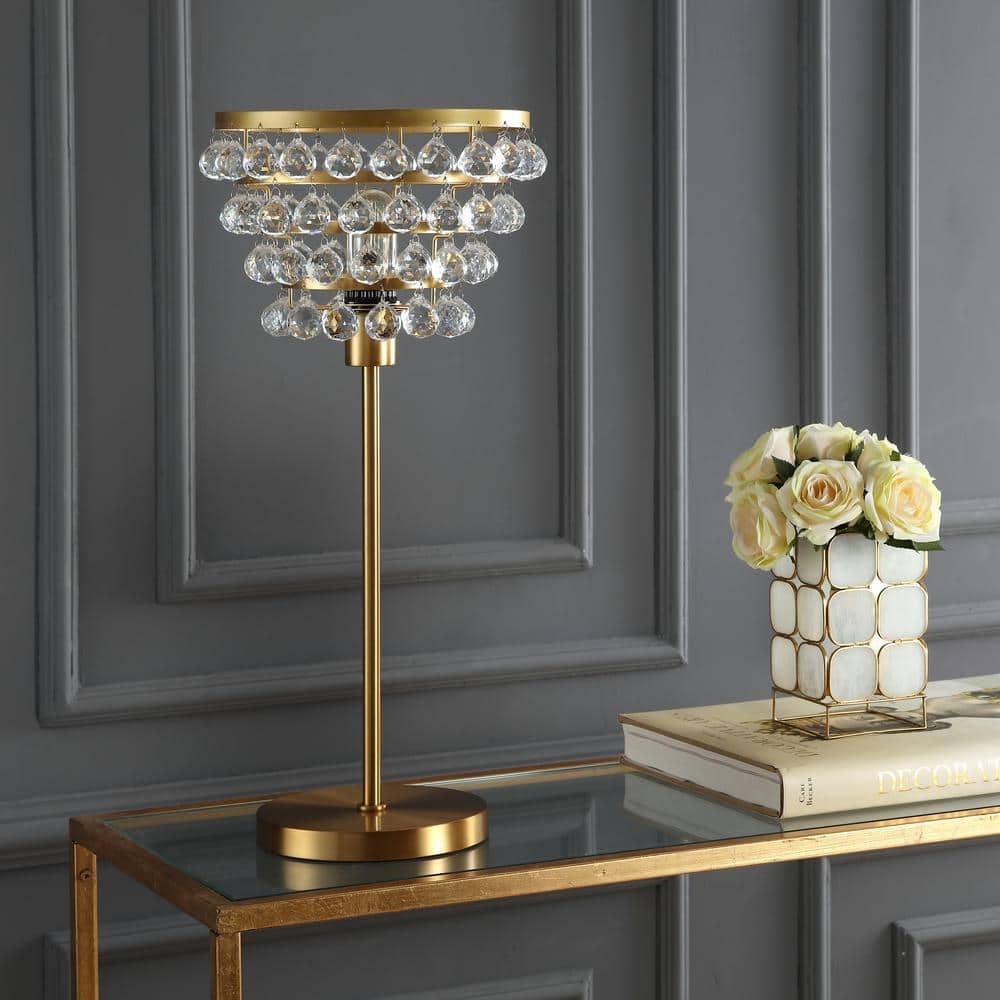 Buckingham 25" Brass Gold Crystal Chandelier Table Lamp