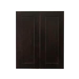 Anchester Assembled 24 in. x 36 in. x 12 in. Wall Cabinet with 2 Doors 2 Shelves in Dark Espresso