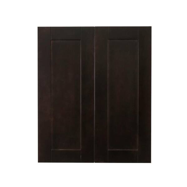 LIFEART CABINETRY Anchester Assembled 27 in. x 36 in. x 12 in. Wall Cabinet with 2 Doors 2 Shelves in Dark Espresso