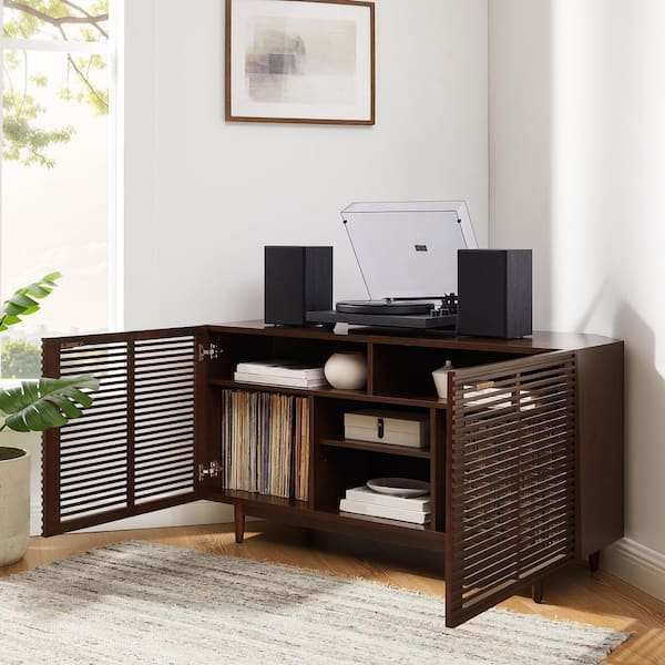 CROSLEY FURNITURE Cameron Brown Corner Vinyl Storage Record Player