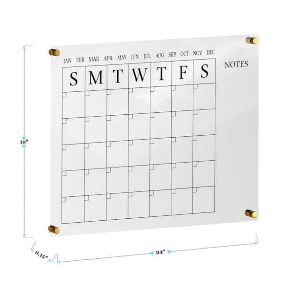  Acrylic Dry Erase Board Calendar For Wall (24”x18