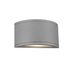 Tube 1-Light Graphite Hardwired LED Light Indoor or Outdoor Half Wall Cylinder Sconce