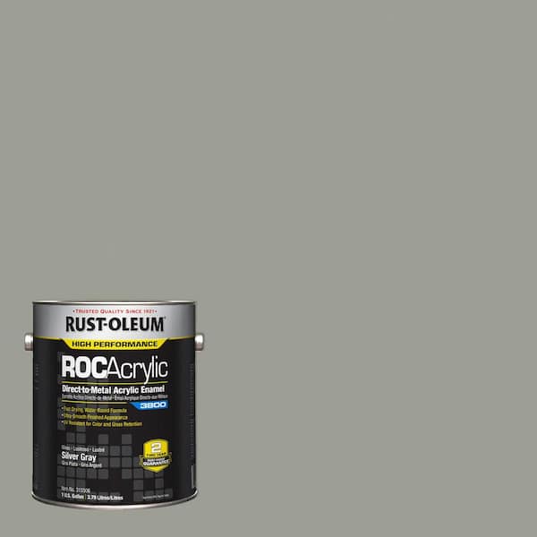 Rust-Oleum 1 gal. ROC Acrylic  3800 DTM OSHA Gloss Silver Gray Interior/Exterior Enamel Paint Case of 2)