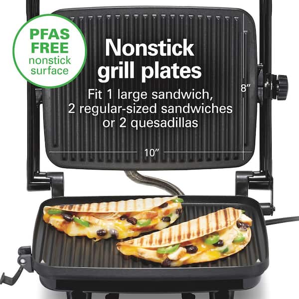Hamilton Beach 1400 W Chrome Non-Stick Panini Press 25460MN - The