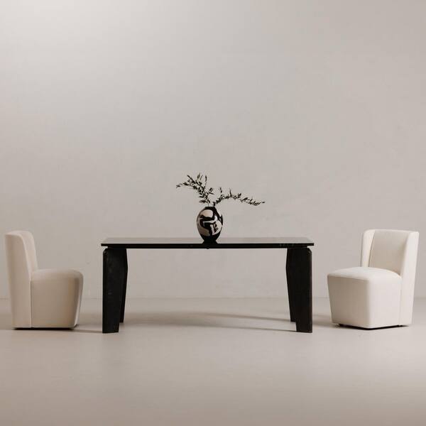 Zadie Cream Rolling Dining Chair, Performance Fabric with 360° Swivel