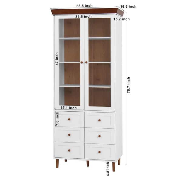 Otryad Tall Kitchen Pantry Cabinets with Glass Doors and