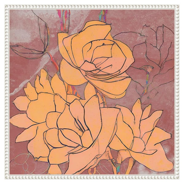 Amanti Art Abstract Pale Roses by Elena Ray 22 in. W x 22 in. H. Canvas Wall Art Print Framed in White