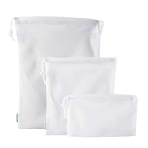 White Cotton Sanitized Eco Reusable Mesh Produce Bags (3-Pack)