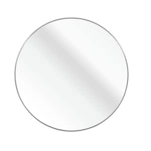 Anky 39 in. W x 39 in. H Round Large Aluminium Alloy Metal Framed Silver Wall Mirror, Bathroom Vanity Makeup Mirror