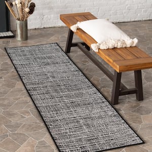 Wicker Weave Black Doormat 2 ft. x 7 ft. Indoor/Outdoor Area Rug