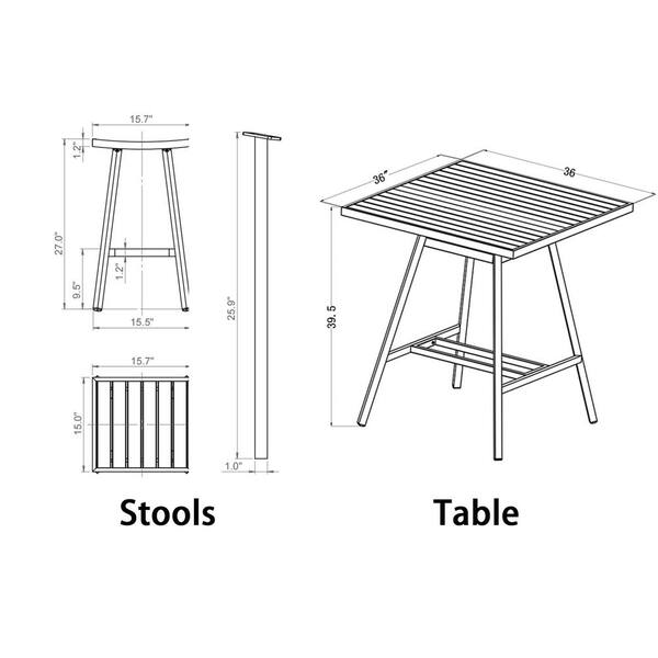 Wildaven 24-in Silver Cast Aluminum Rectangle Folding Picnic Table