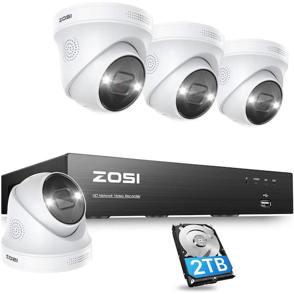 4K 8MP UHD 8-Channel 2TB NVR Security Camera System with 4-Wired PoE Spotlight Audio Cameras AI Person Vehicle Detection