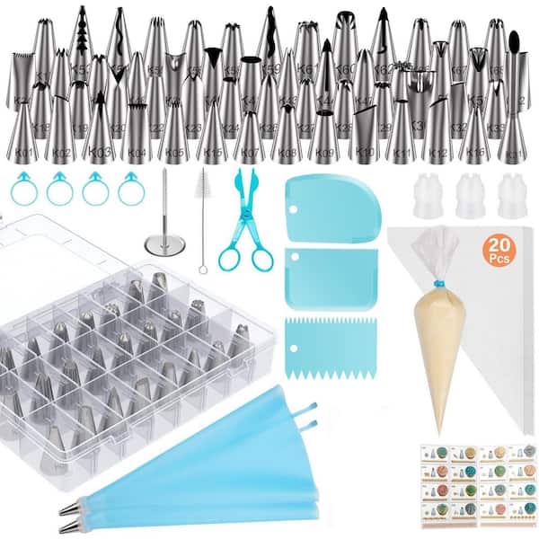 90 pcs Stainless Steel Cake Decorating Kit Icing Piping Tips Set with Pastry Bags, Scrapers, Accessories