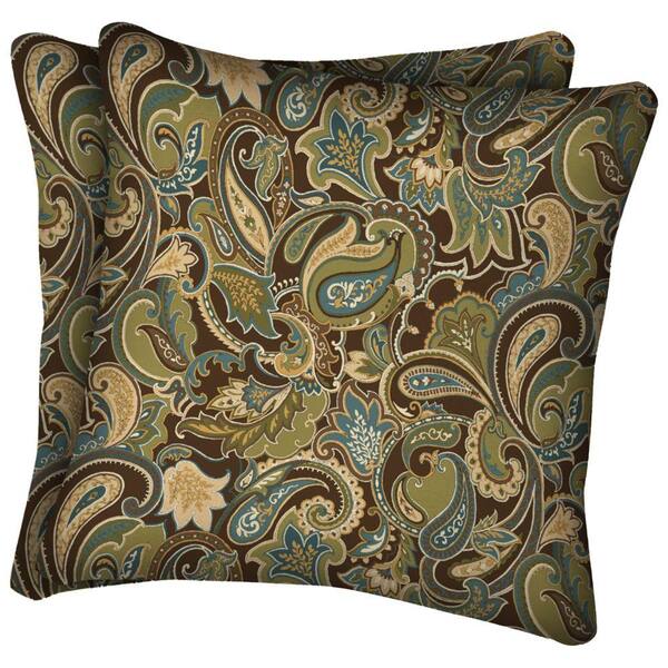 Arden Lakeside Paisley Square Outdoor Throw Pillow (2-Pack)-DISCONTINUED